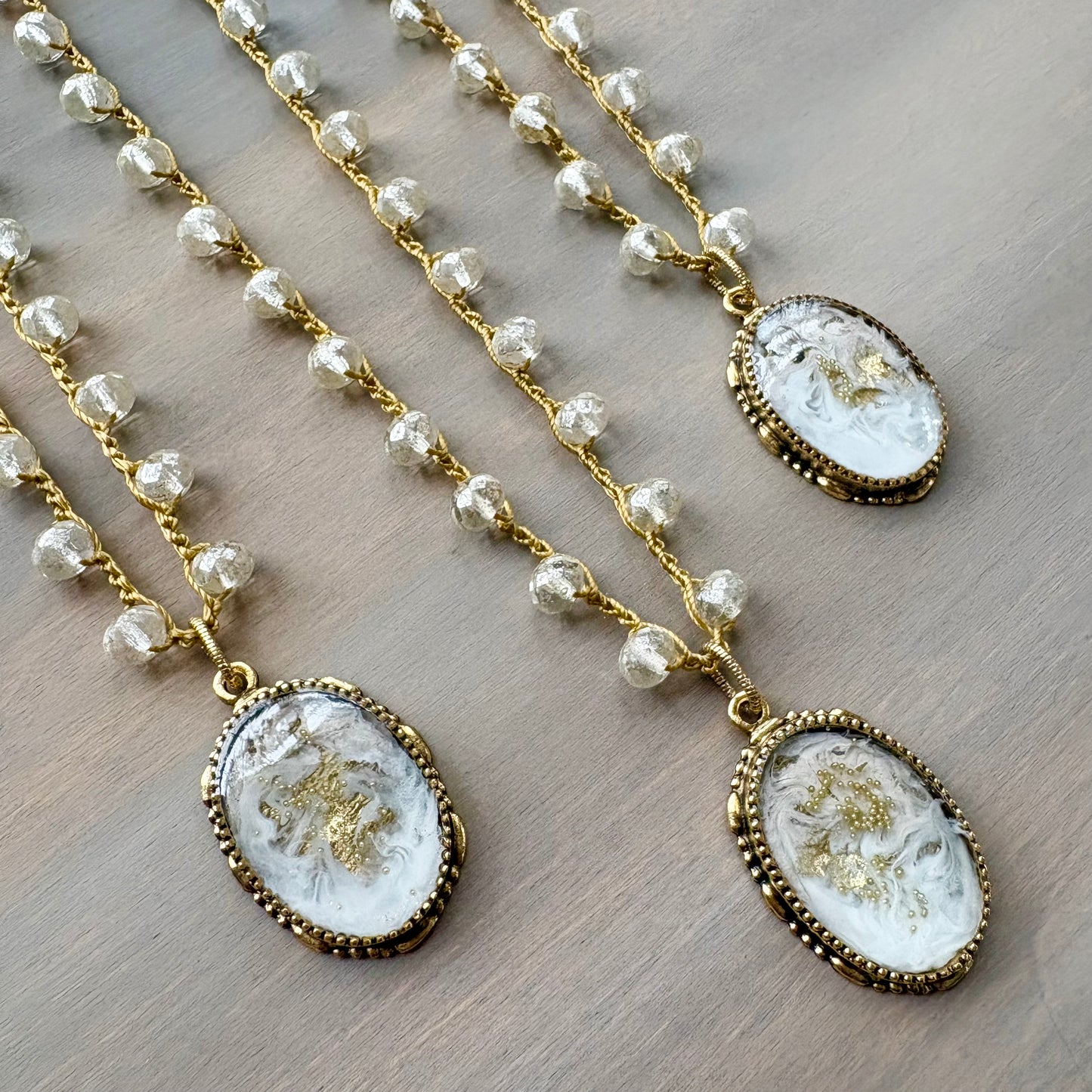 Frosty Seashell Fairytale Necklace With Handmade Portal Pendant