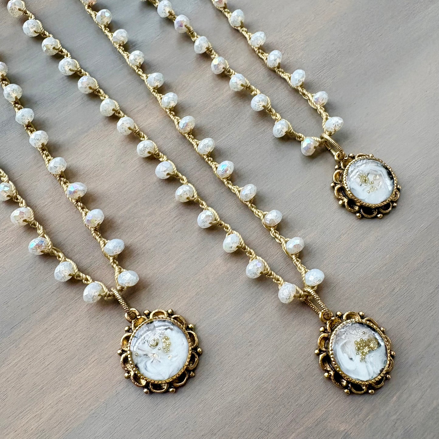 Small Frosty Seashell Fairytale Necklace With Handmade Portal Pendant