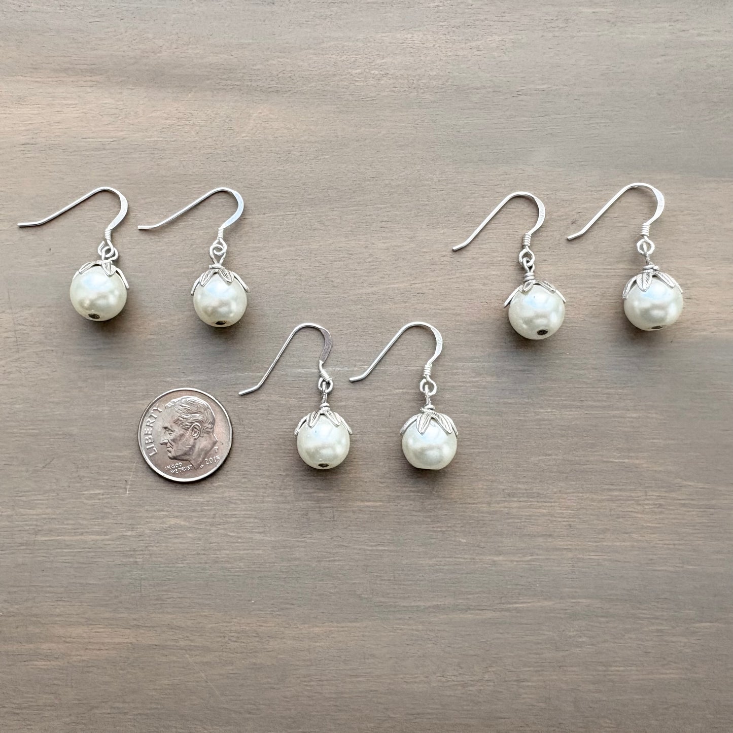 Classic Pearl Drop Earrings on Sterling Silver Hooks