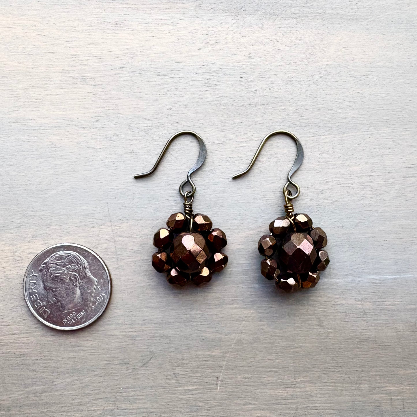Chocolate Shimmer Crystal Flower Earrings