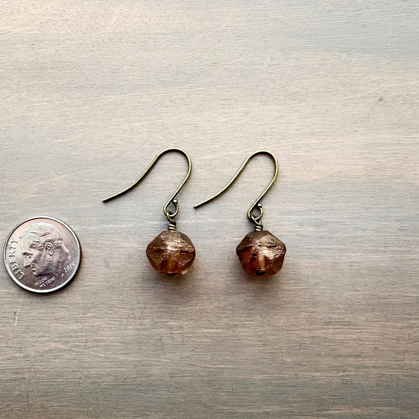 Baroque Cut Matte Copper Crystal Earrings