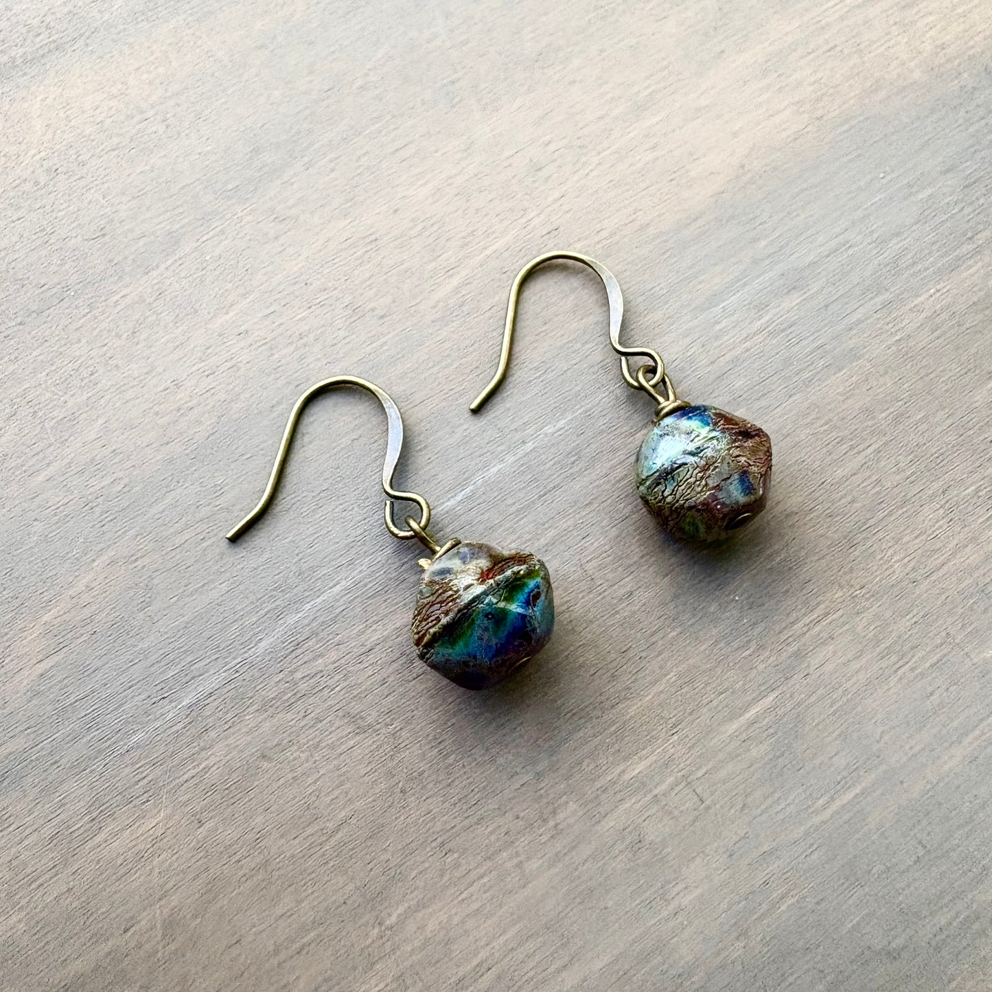 Baroque Cut Glass Drop Earrings In Galactic Shimmer