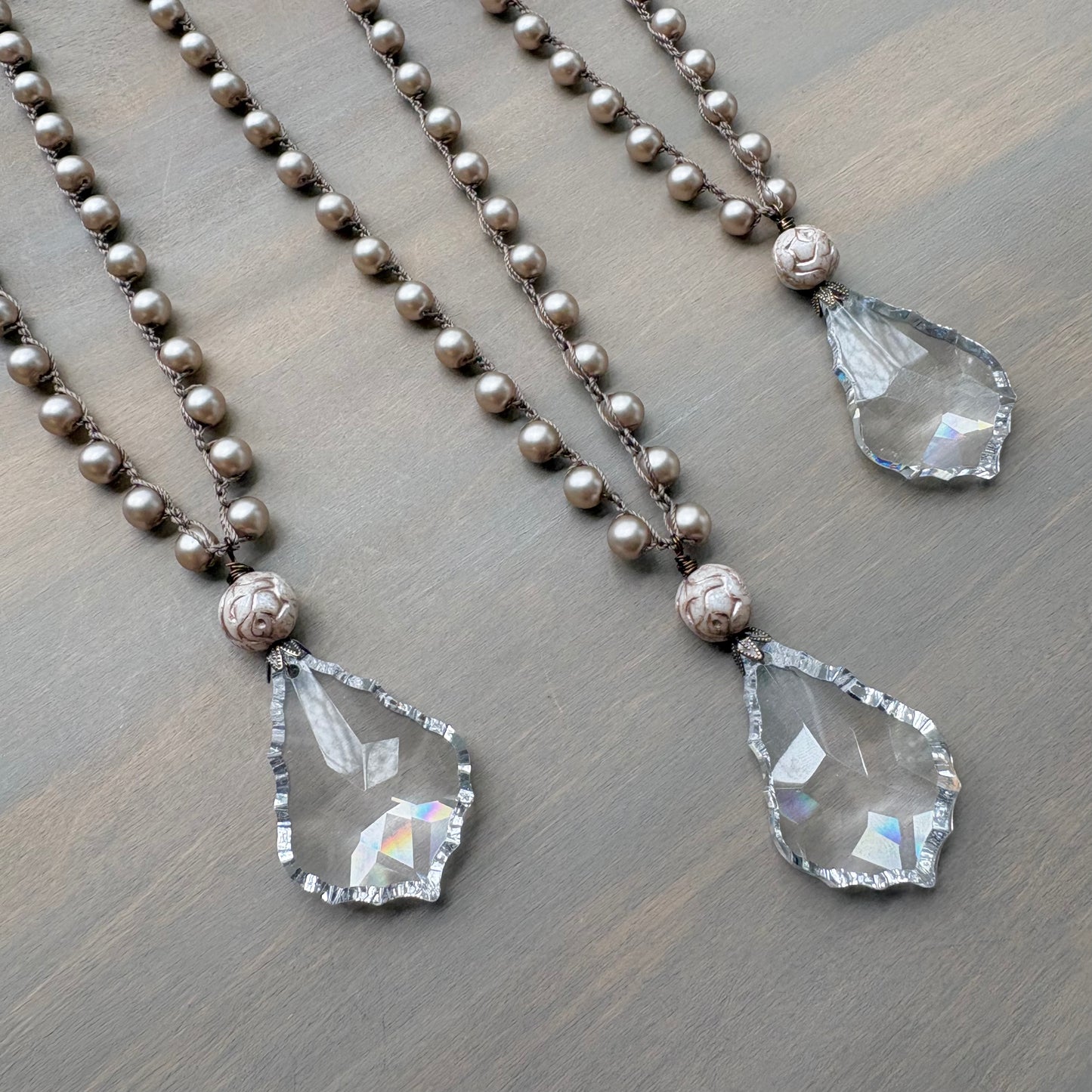 Victorian Castle Vintage Style Chandelier Drop Crystal Necklace