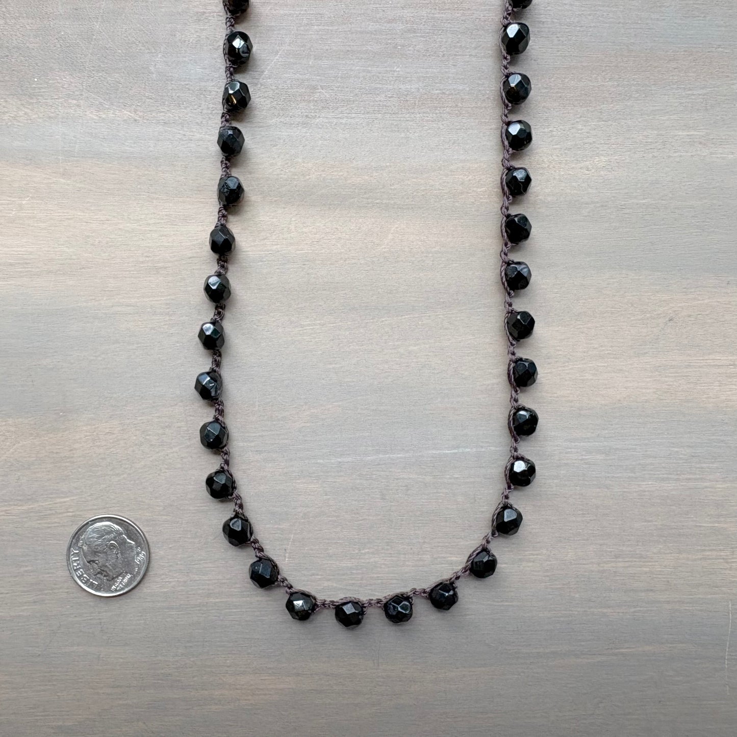 Long Crystal Necklace in Jet Black