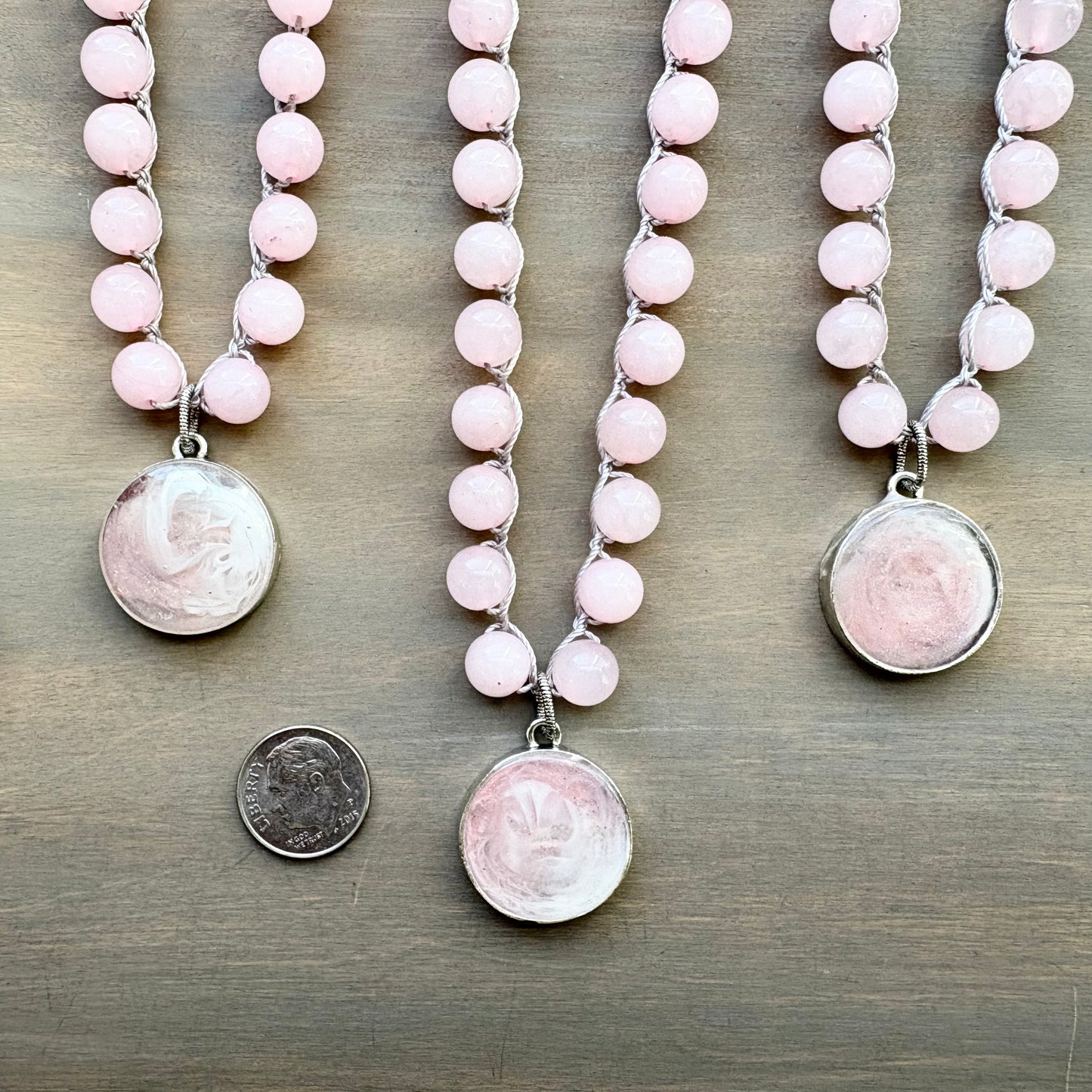 Rose Quartz Bubble Portal Hand Made Crocheted Necklace