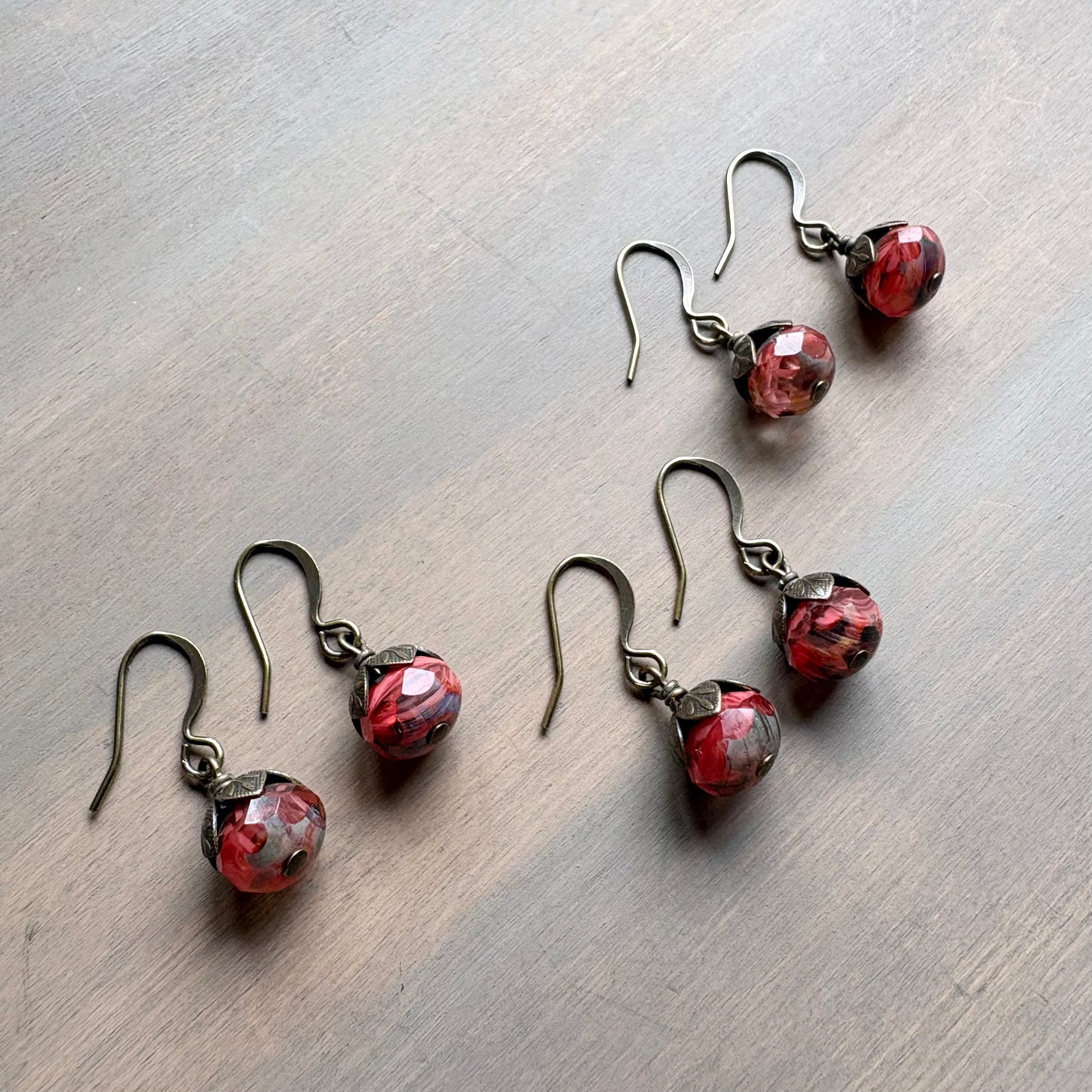 Earthen Beauty Simple Crystal Drop Earrings in Coral