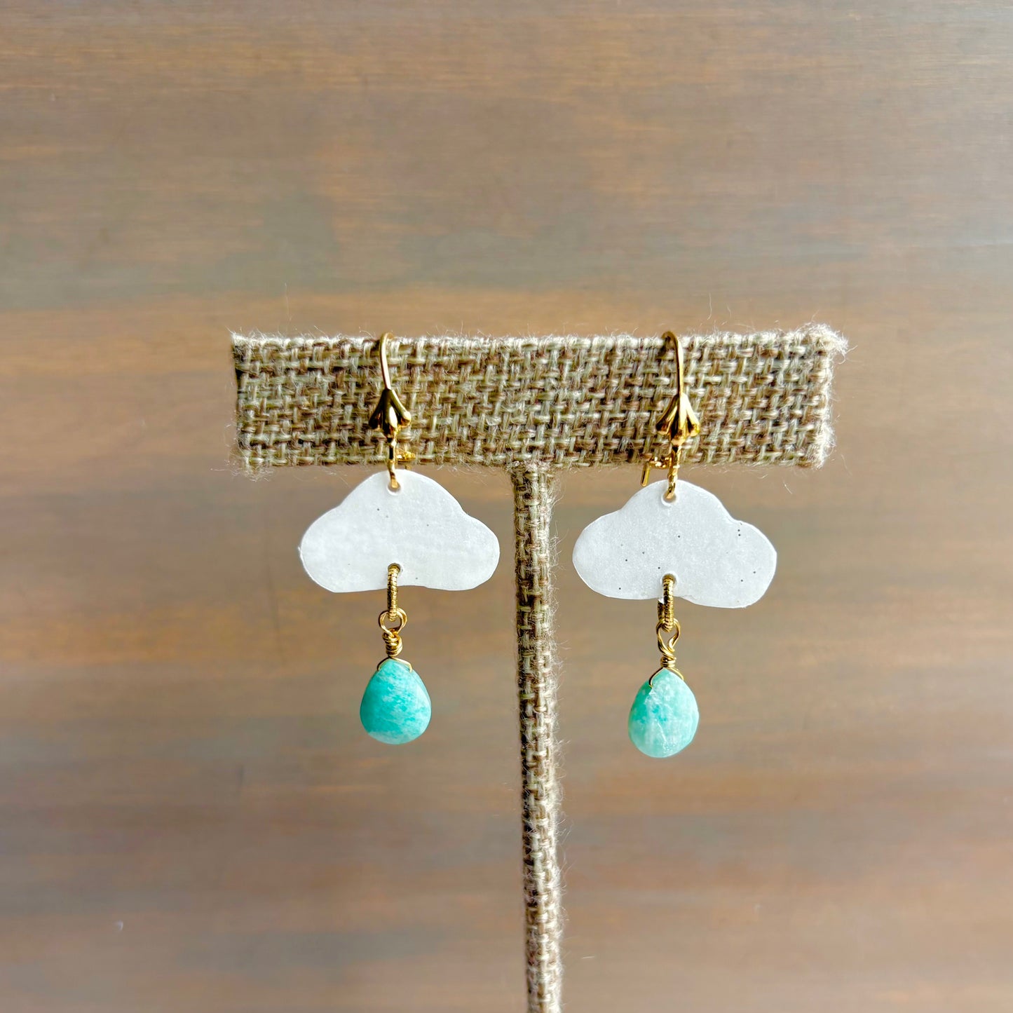 Glittering Cloud Earrings With Amazonite Drops