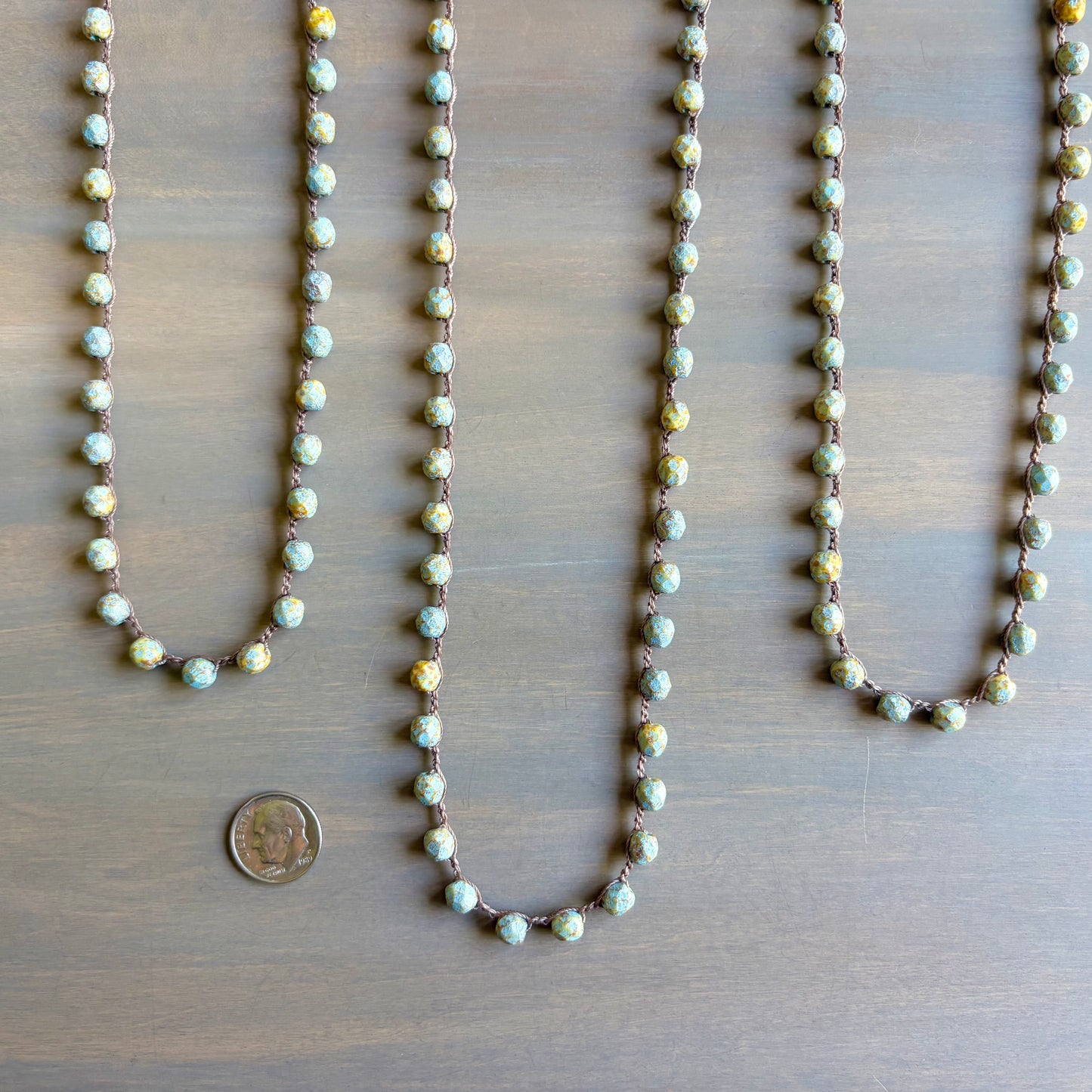 Bay Shore Long Layering Crocheted Crystal Necklace