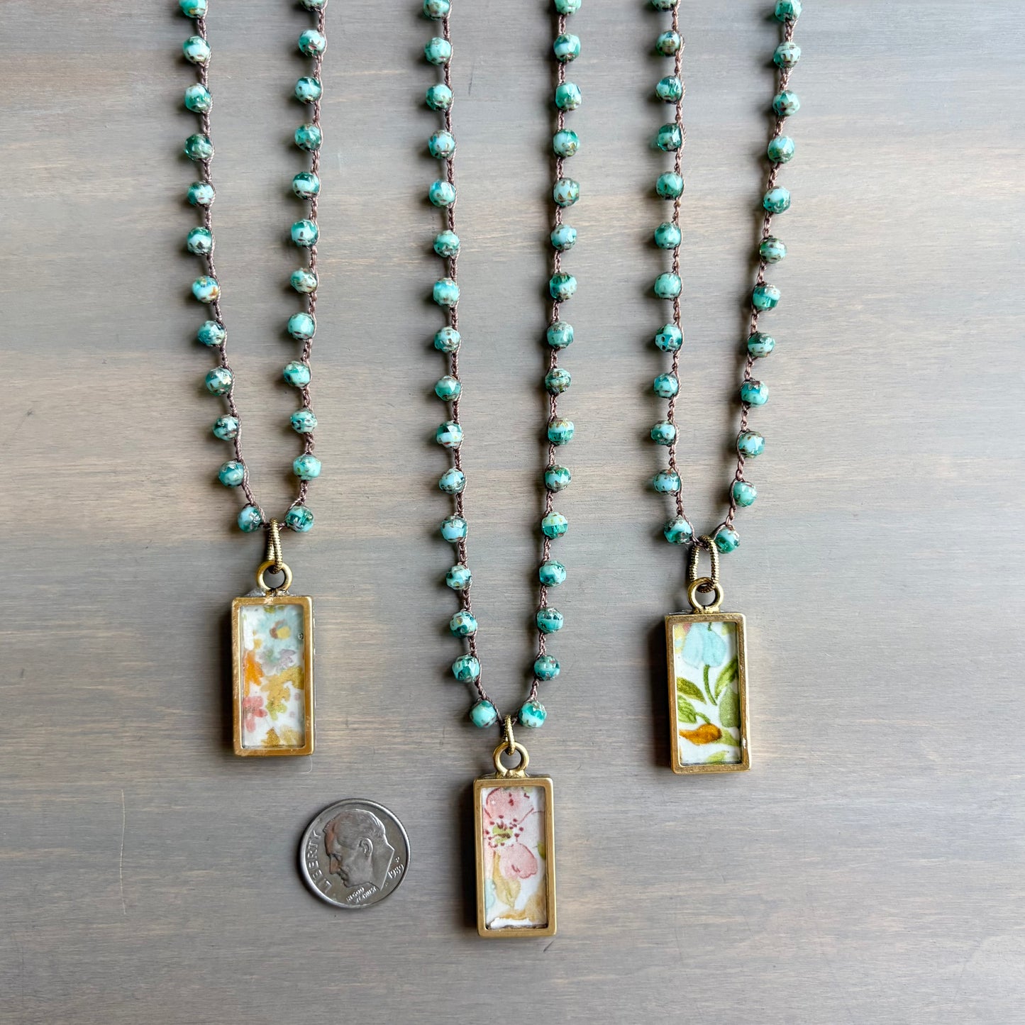 Liberty of London Fabric Pendant on Czech Crystal