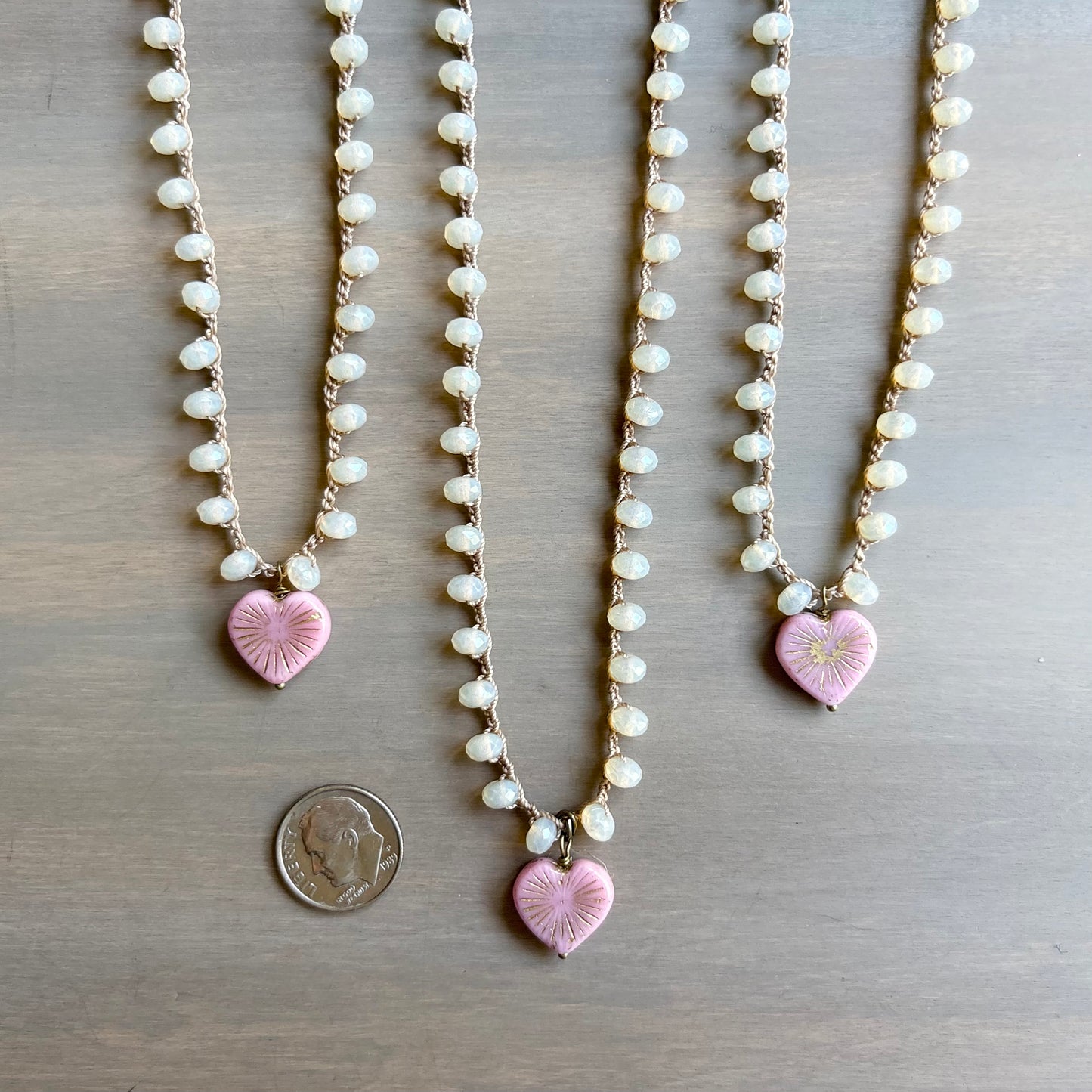 Petal Pink Starburst Heart on Peach Opal Crystal