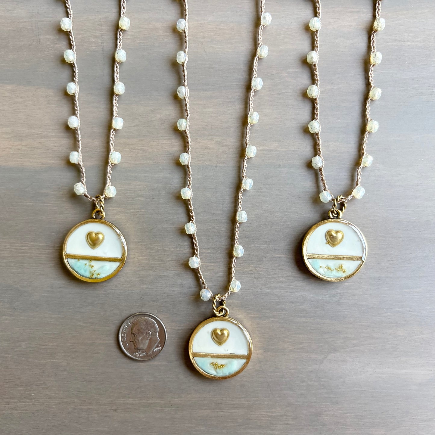 Sea Breeze Portal Pendant Necklace With Crocheted Crystal