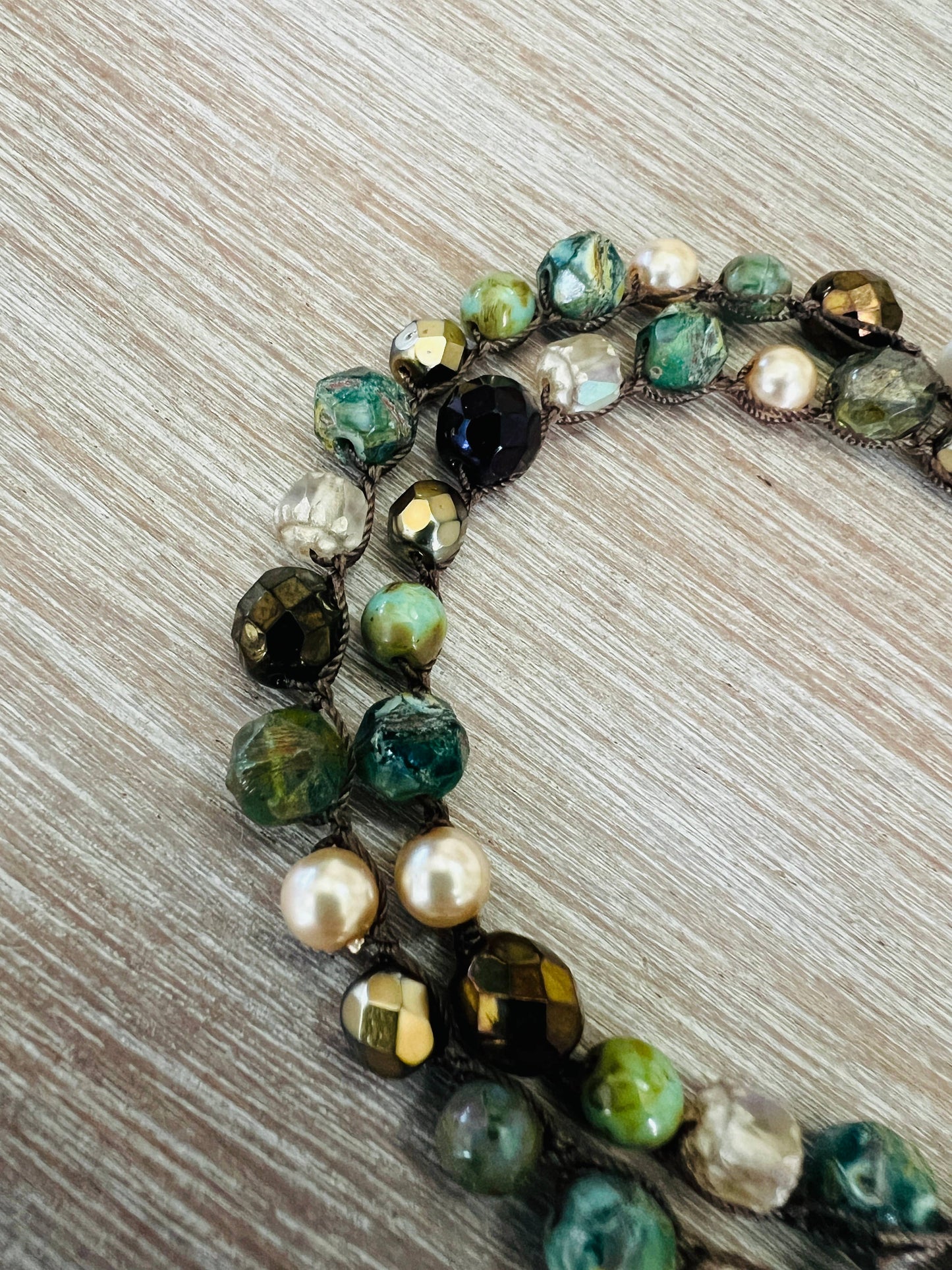 Colorado Forest Crocheted Necklace With Stones and Crystals