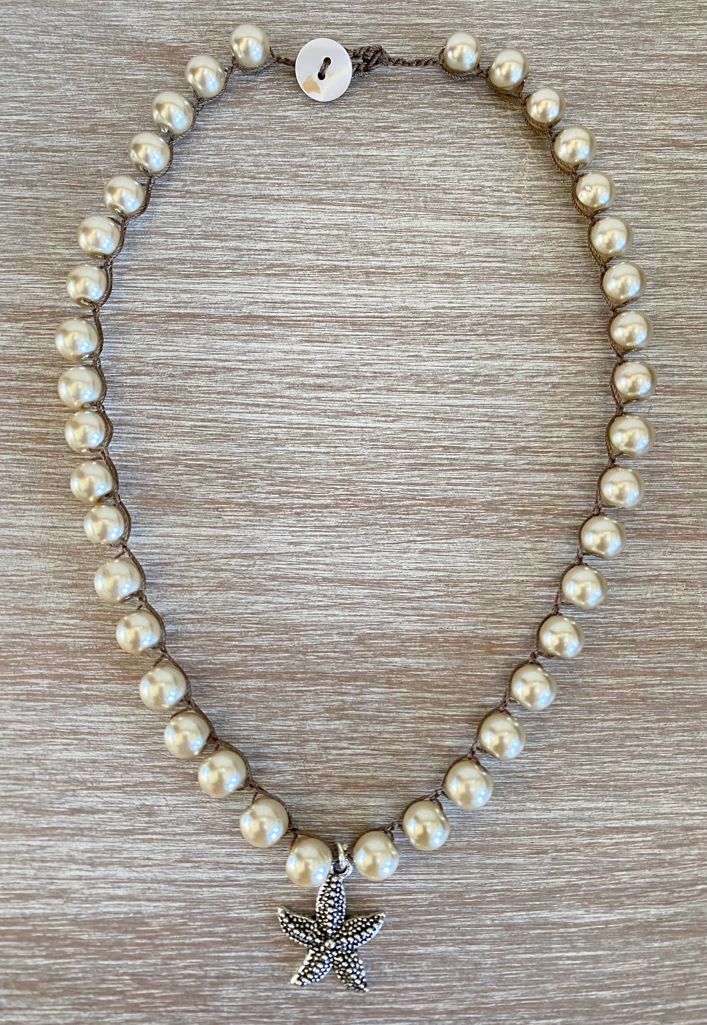 Starfish Pendant on Glass Pearl Strand