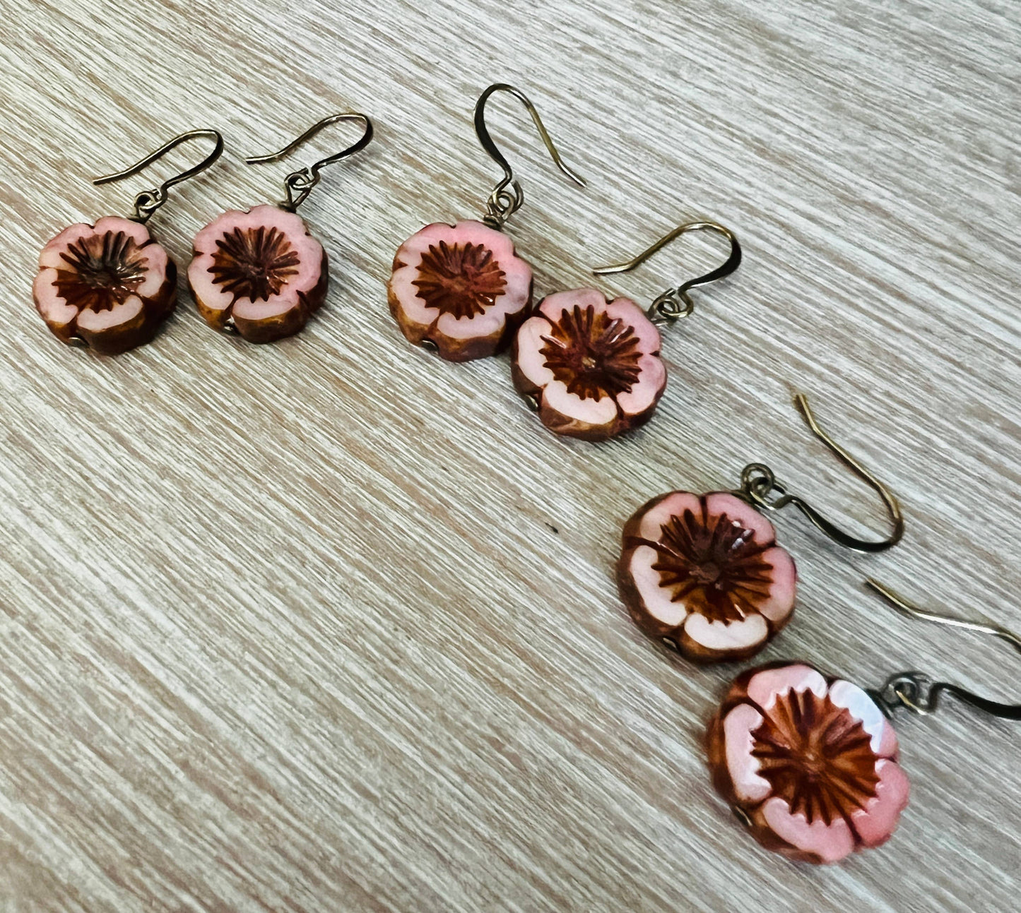 Sunset Pink Crystal Flower Vintage Flora Earrings