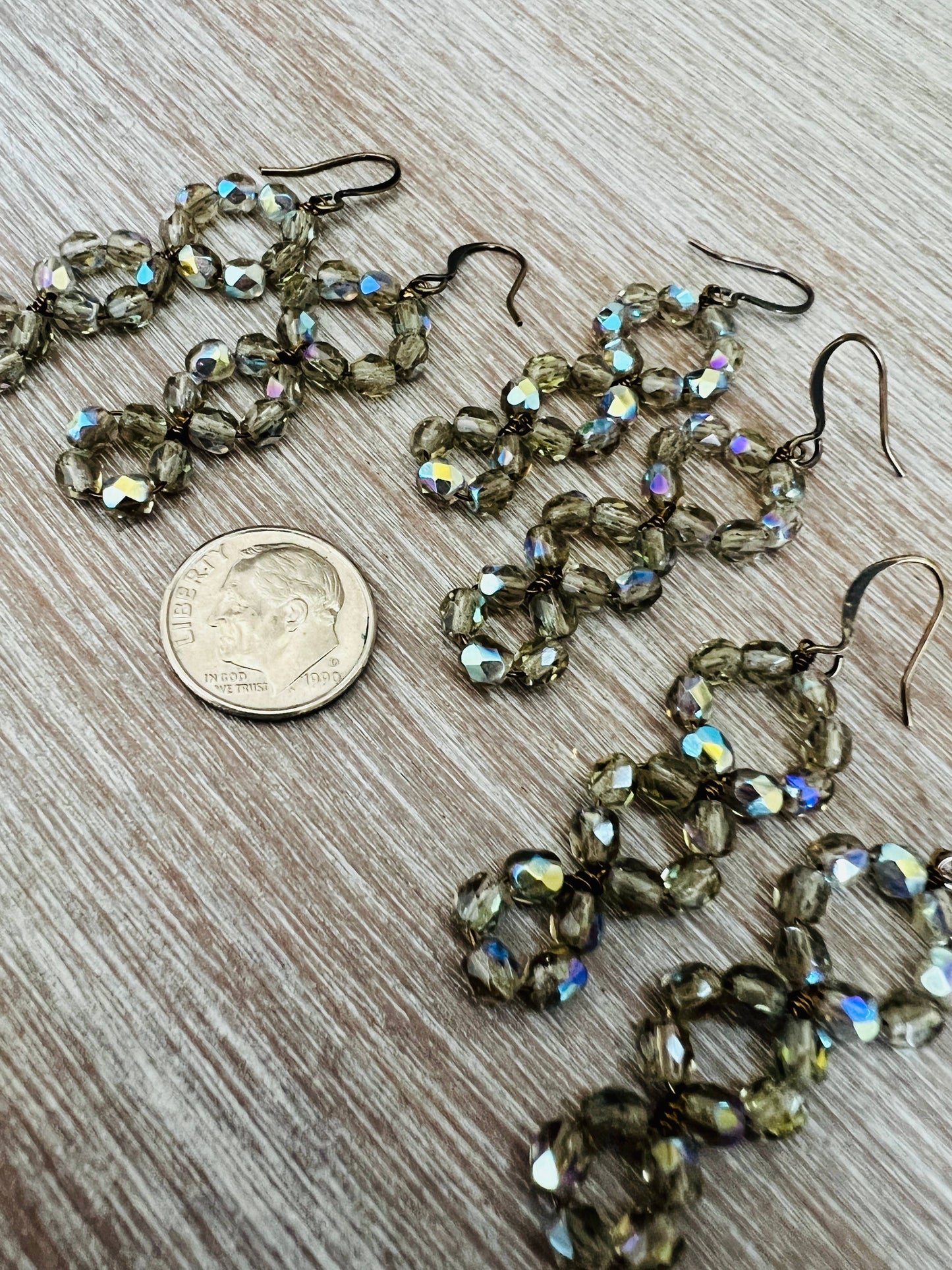 Smoky Triple Loop Crystal Earrings