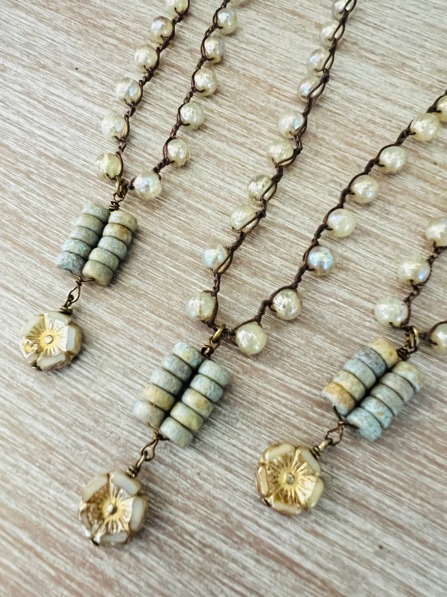 Rustic Ivory Ladder Drop Earrings