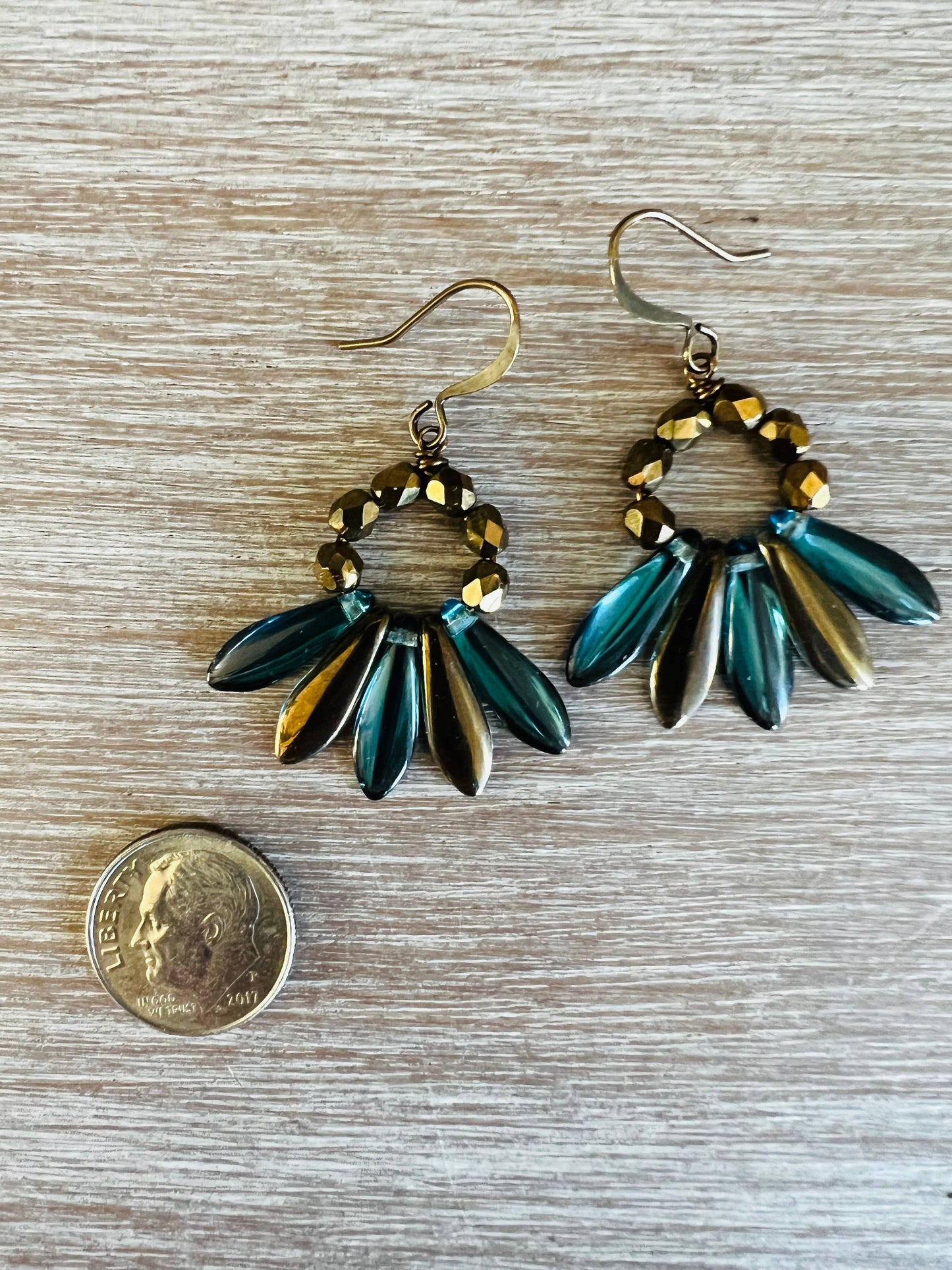 Midnight Blue and Gold Dagger Crystal Earrings