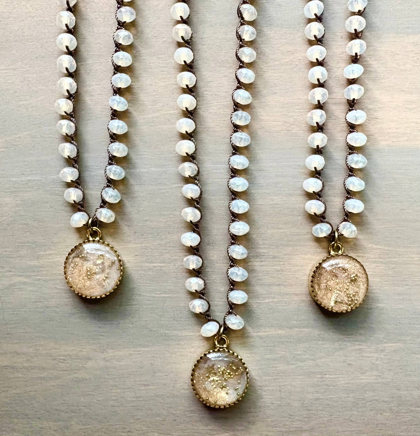 Champagne Bubble Handmade Portal Pendant Crocheted Necklace