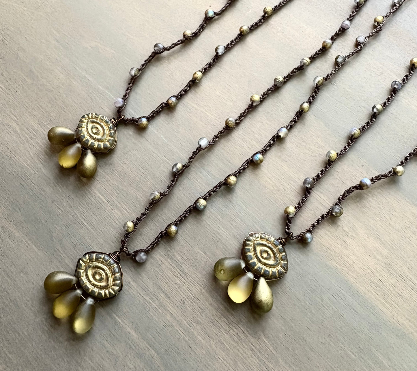Golden Crystal Eye of Protection Necklace