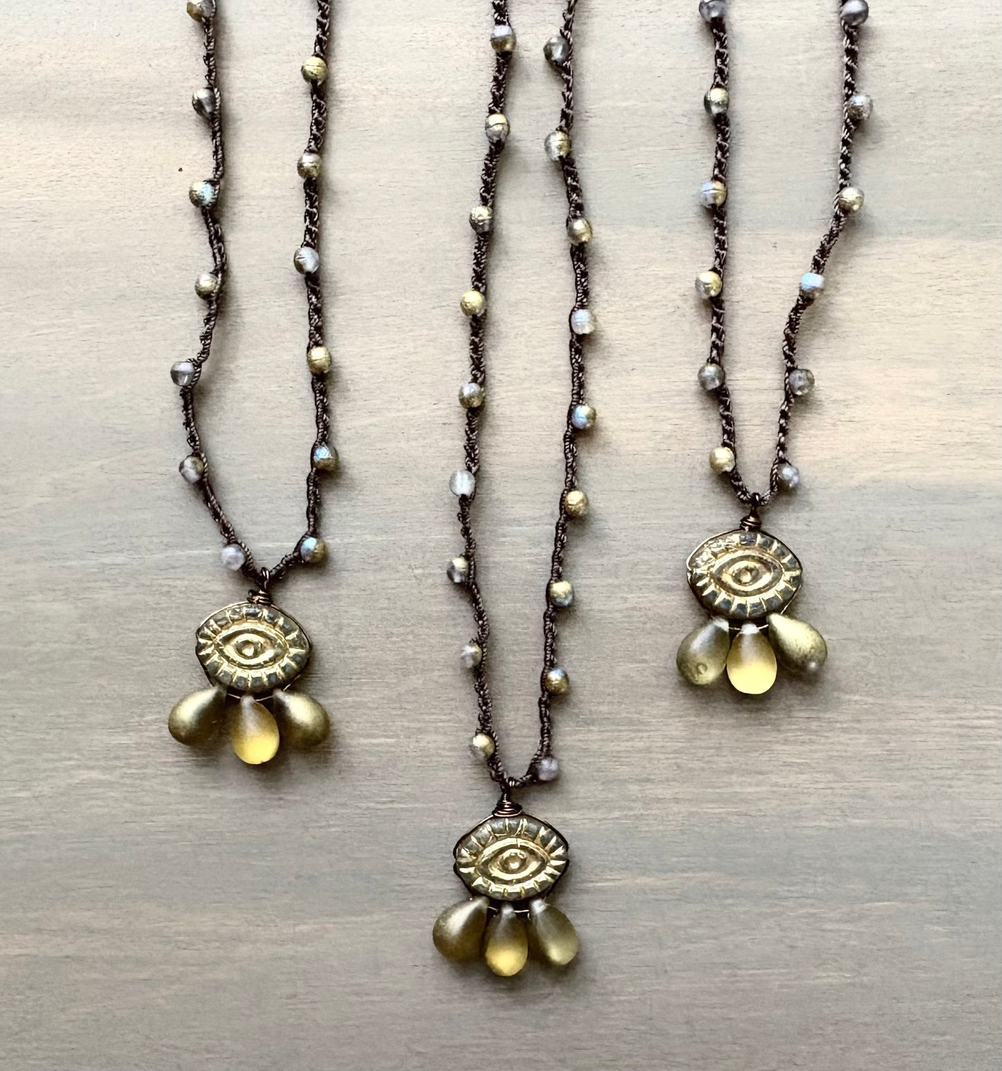 Golden Crystal Eye of Protection Necklace