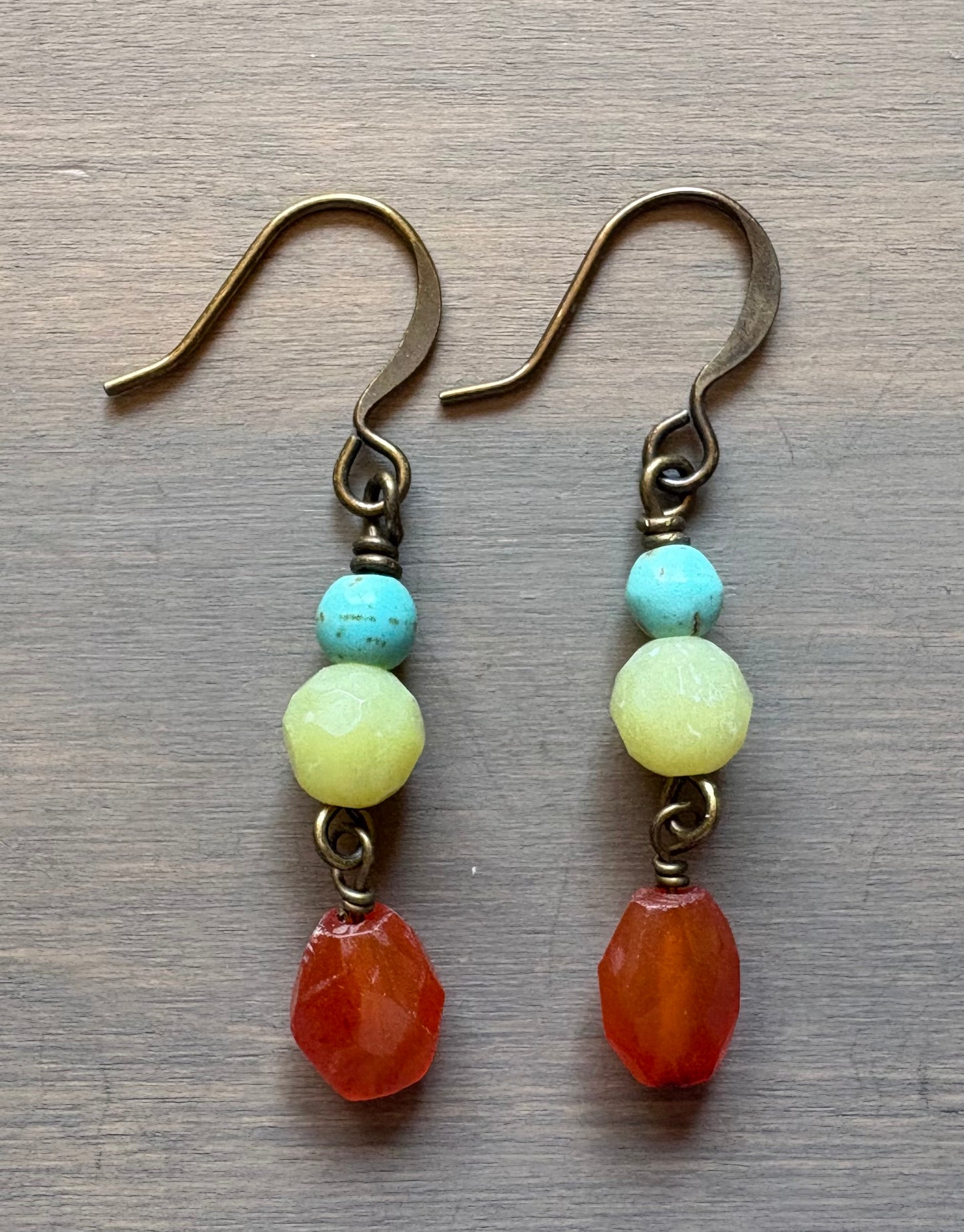 Jade Magnestie and Carnelian Earrings