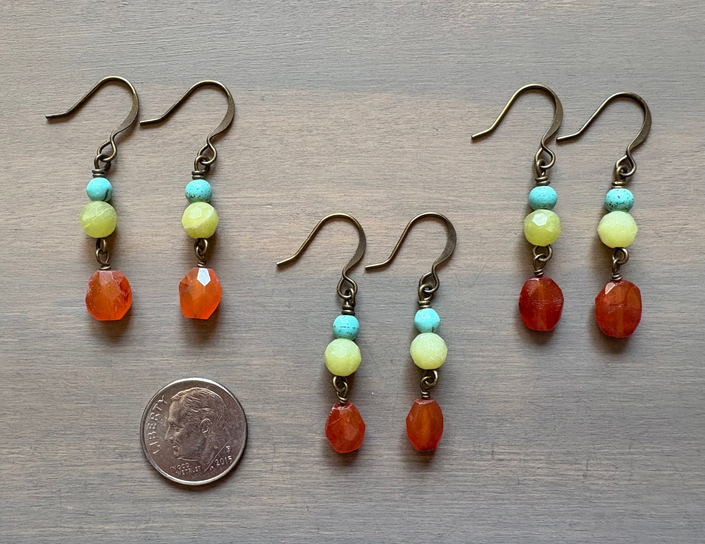 Jade Magnestie and Carnelian Earrings