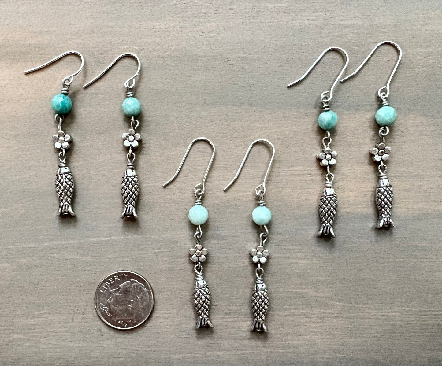 Swim Away Amazonite Stone And Fish Drop Earrings