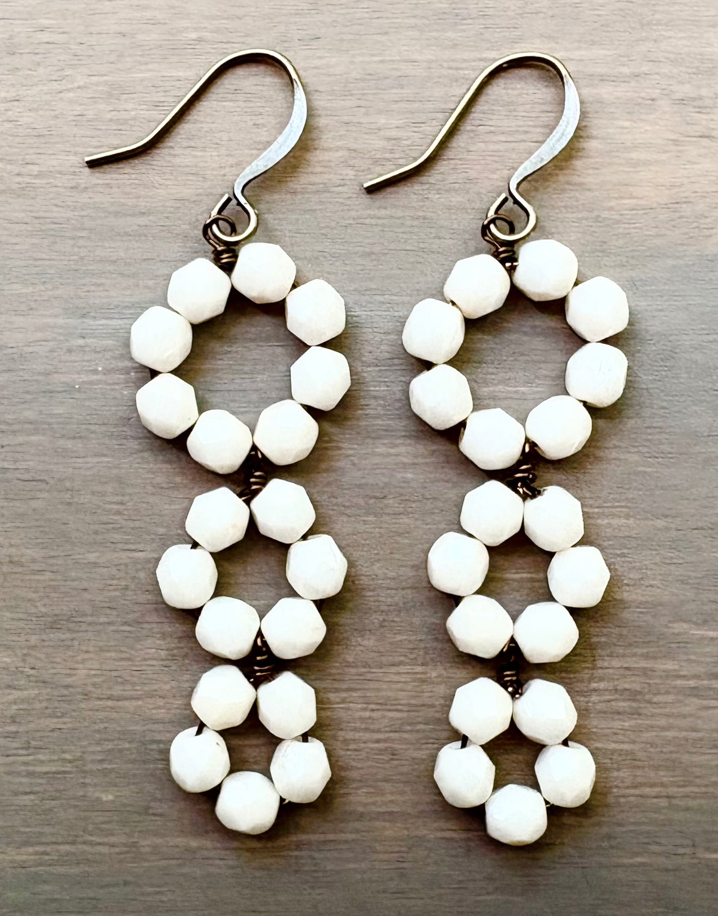 Cream Crystal Triple Loop Earrings
