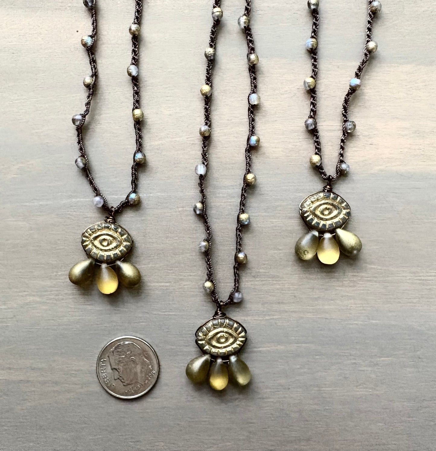Golden Crystal Eye of Protection Necklace