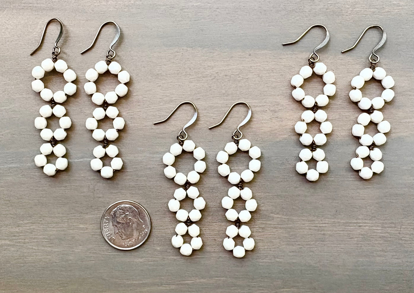 Cream Crystal Triple Loop Earrings