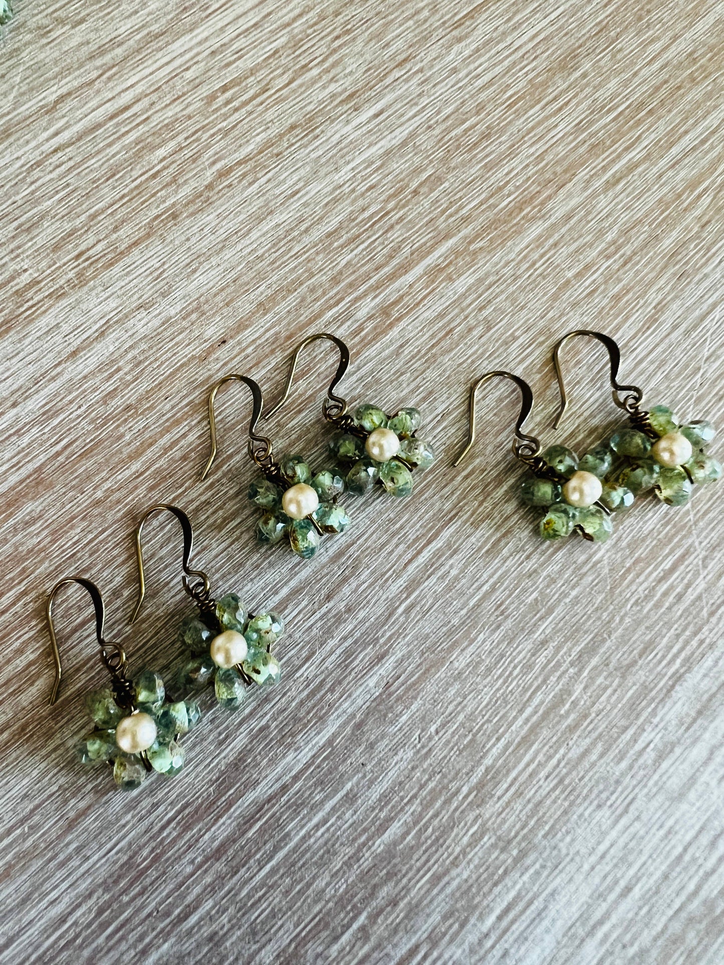 Beach Bloom Crystal Earrings In Celery Green