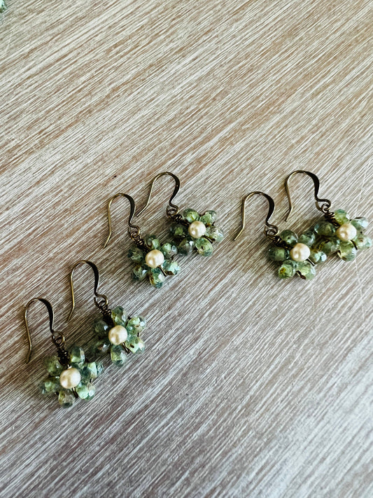 Beach Bloom Crystal Earrings In Celery Green