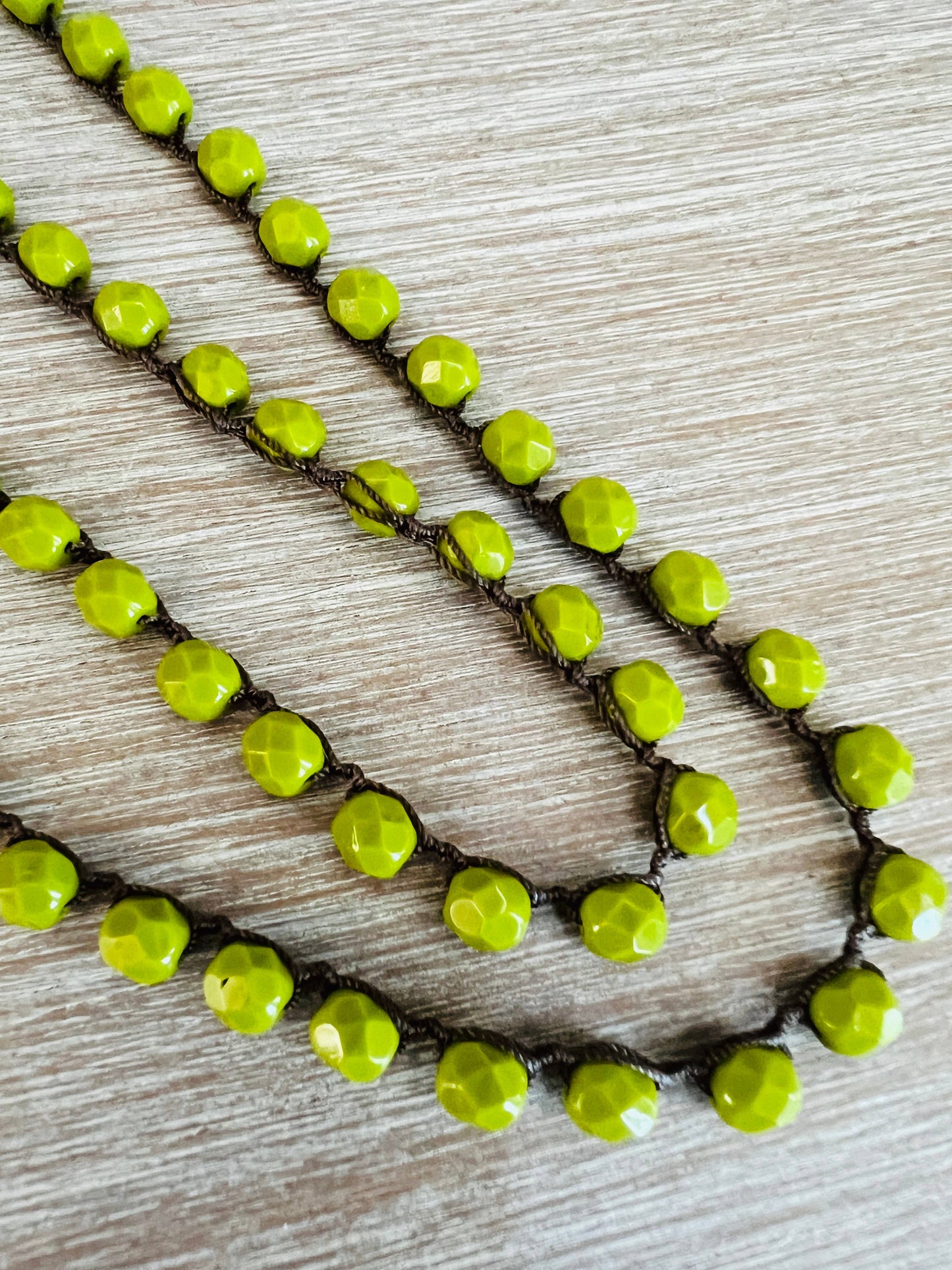Avocado Crystal Long Strand Necklace To Layer Or Wrap