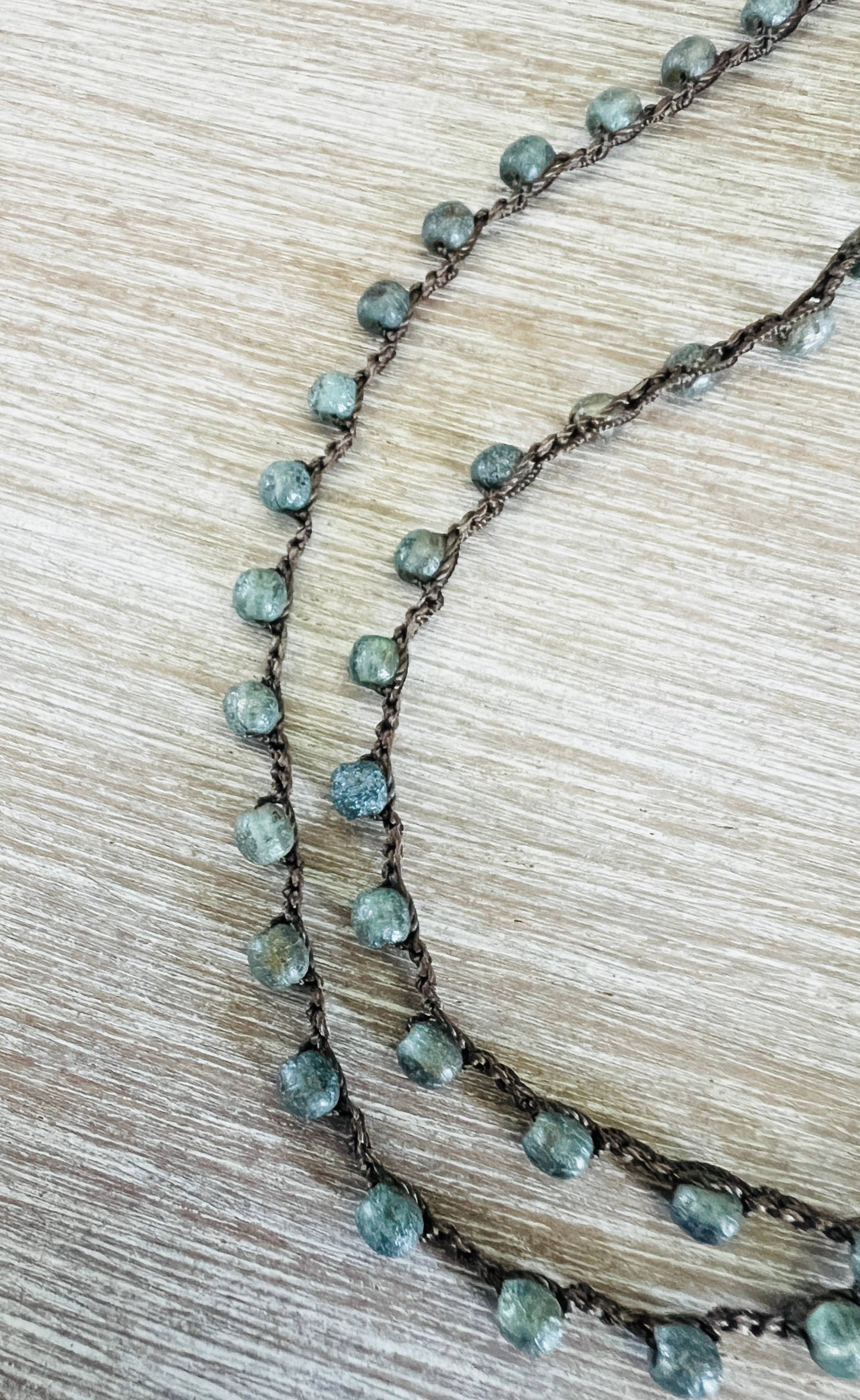 Layering Necklace or Bracelet Wrap In Denim Blue