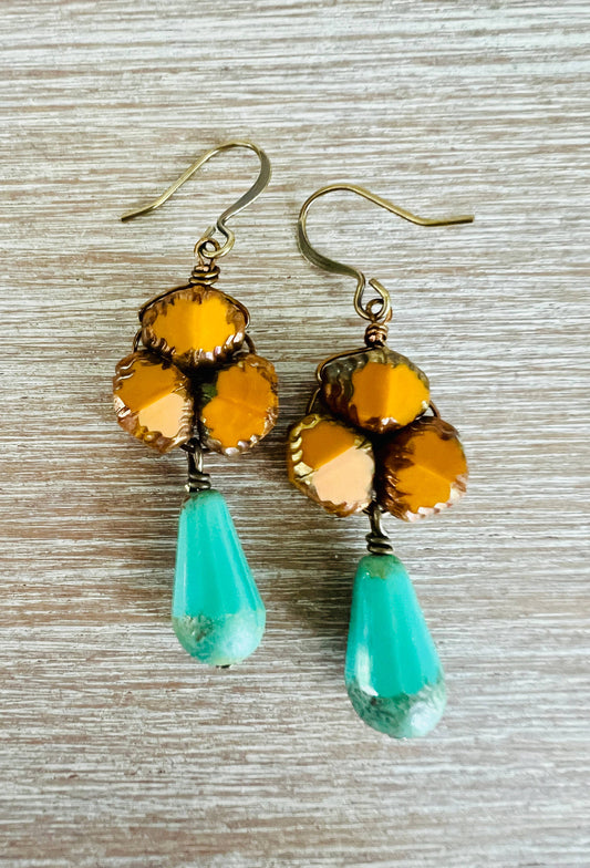Vintage Style Beach Earrings In Autumn Pumpkin Shade
