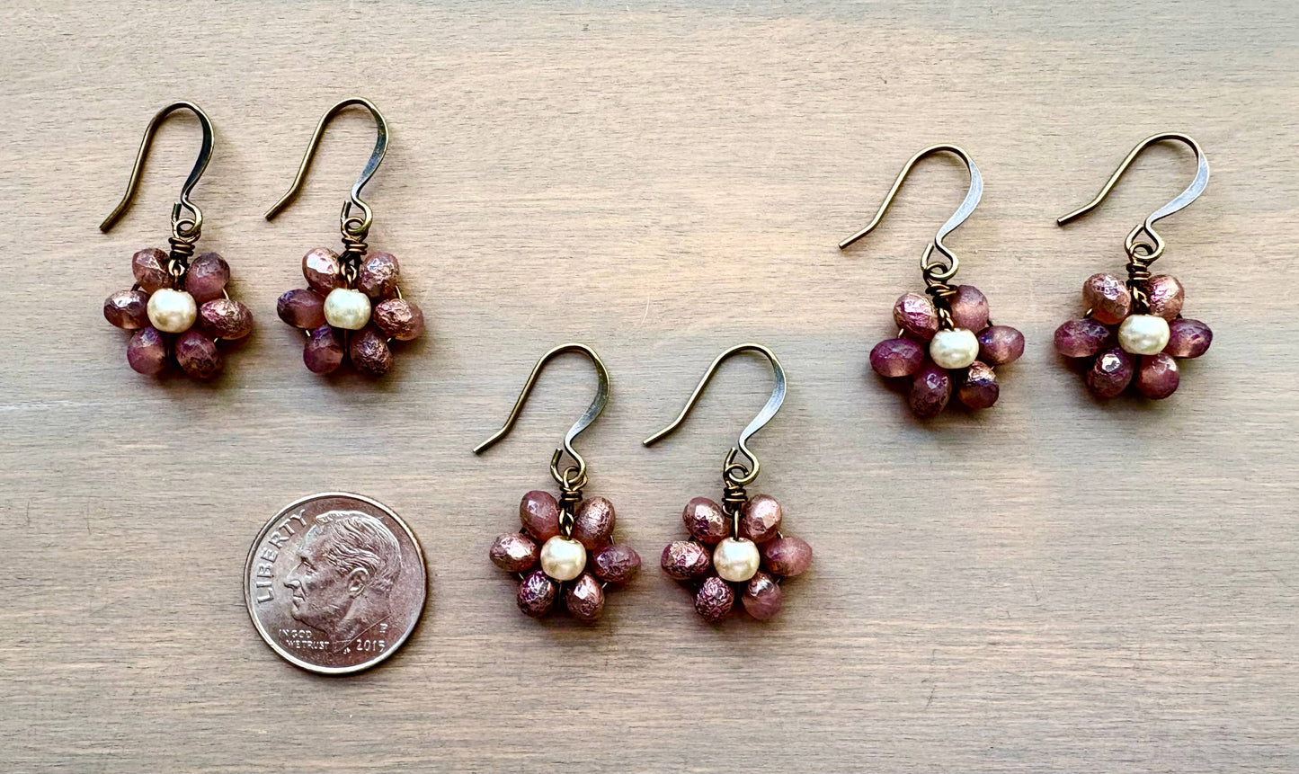 Beach Bloom Crystal Earrings In Sunset Pink
