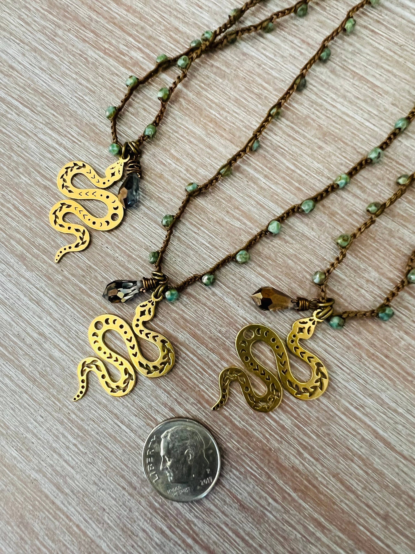 Serpent Moon Charm Necklace With Swarovski Drop