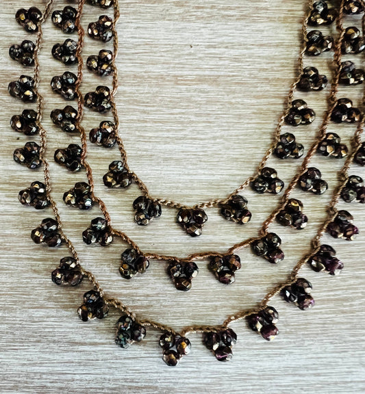 Crystal Droplet Necklace In Deep Chocolate Brown Shimmer