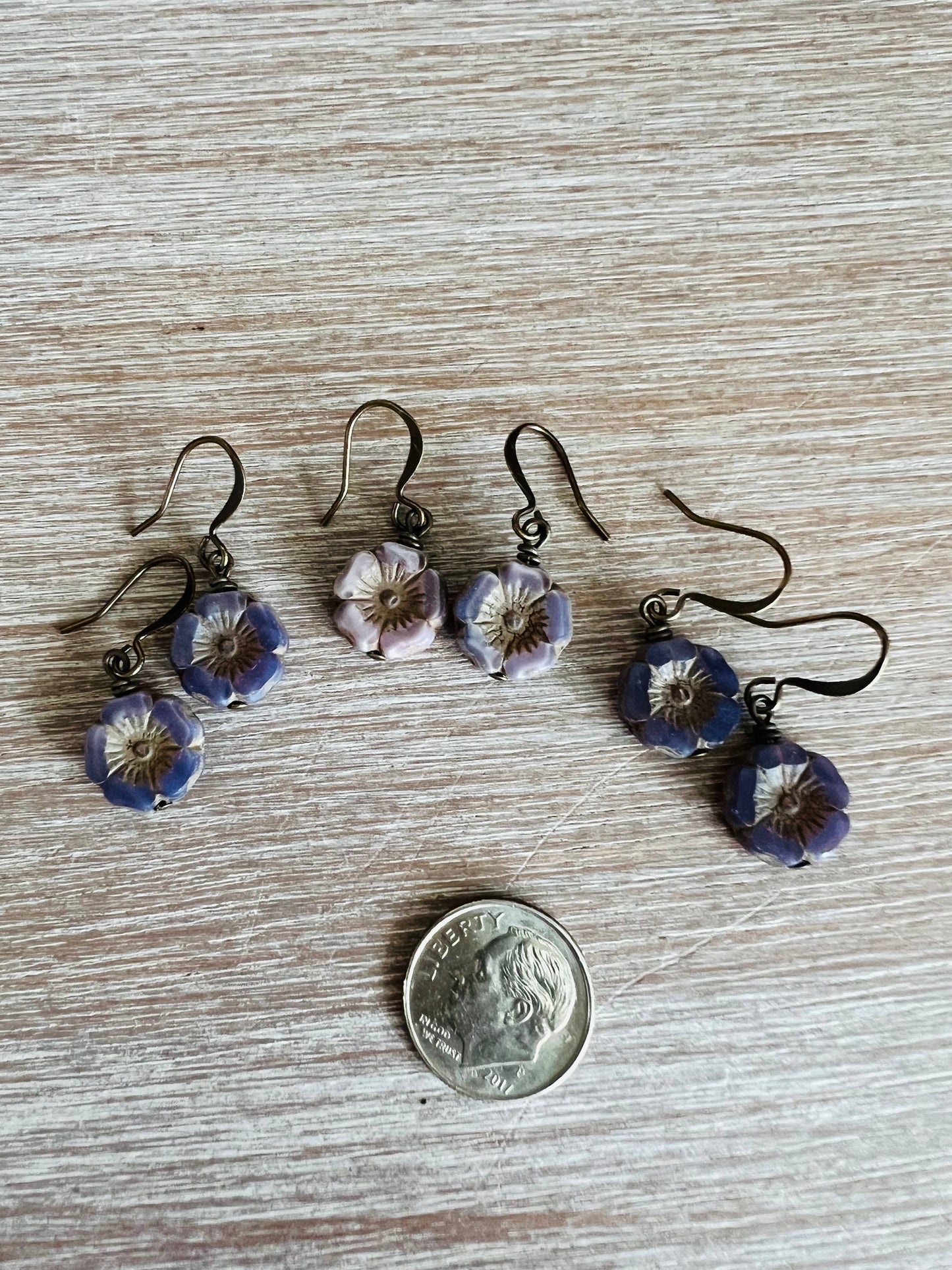 Smoky Lavender Cottage Core Flower Earrings