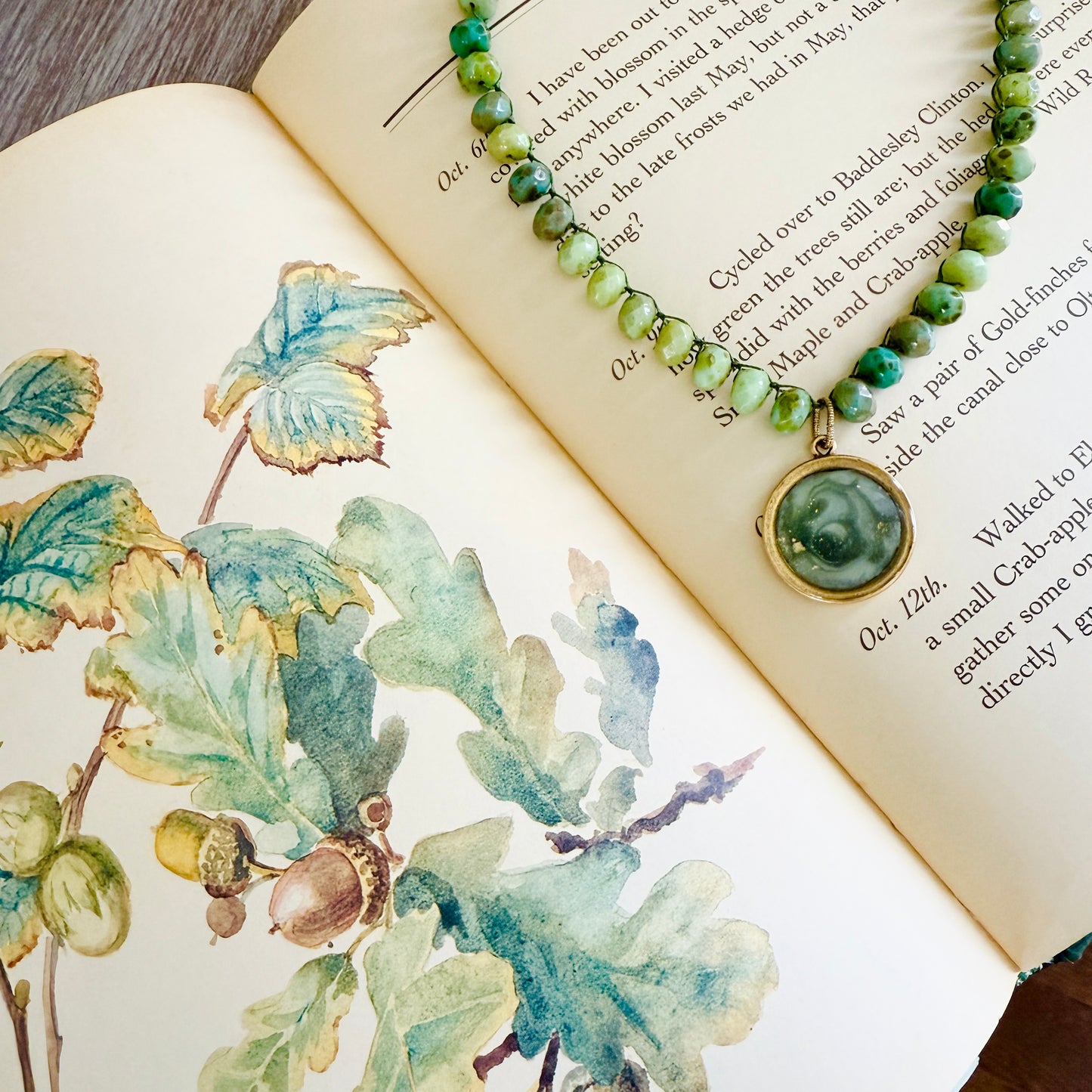 Lichen and Moss Portal Pendant Crocheted Necklace