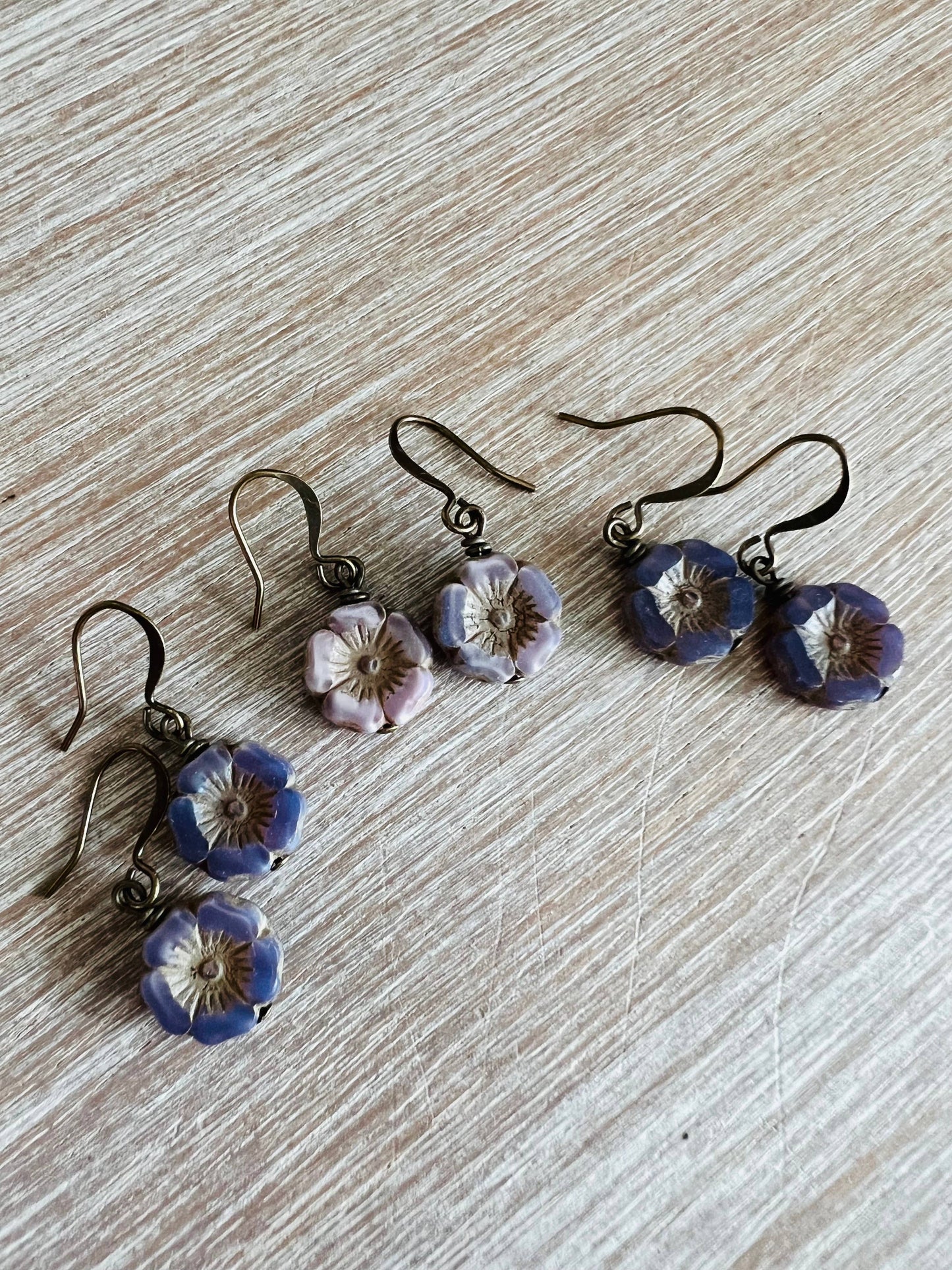 Smoky Lavender Pressed Glass Cottage Core Flower Necklace