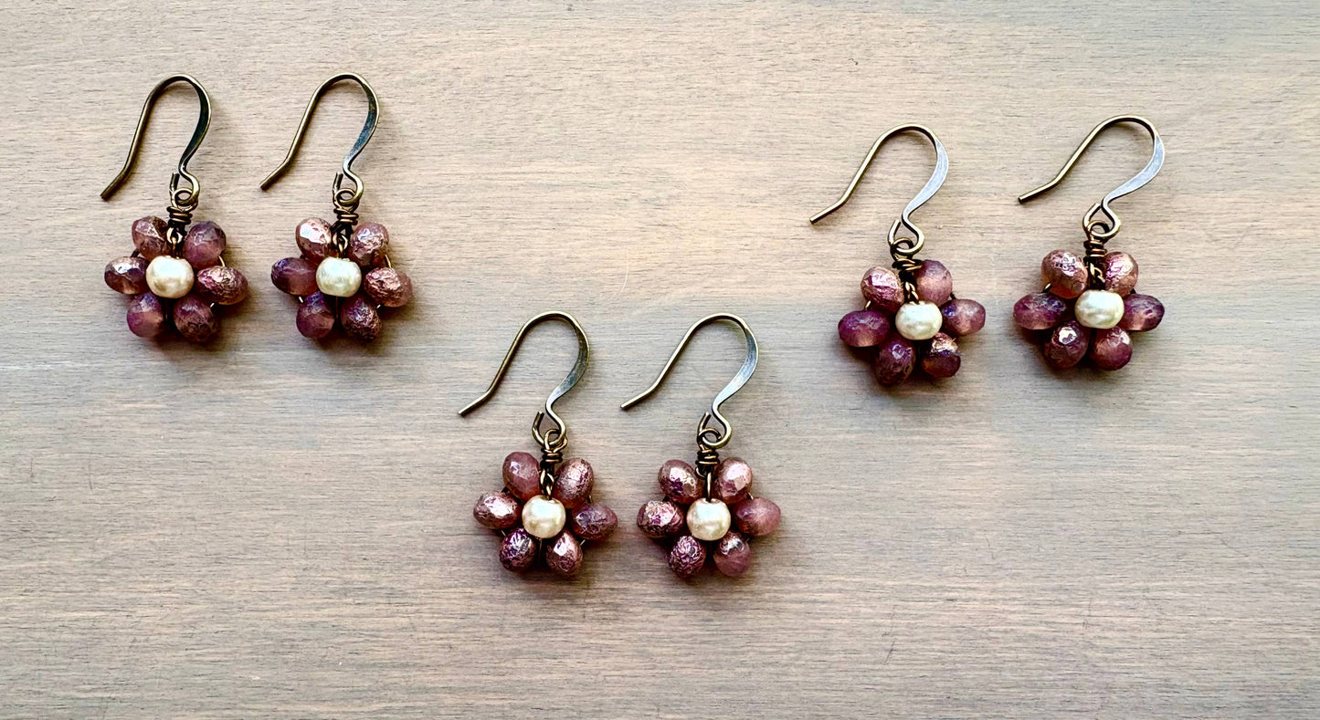 Beach Bloom Crystal Earrings In Sunset Pink