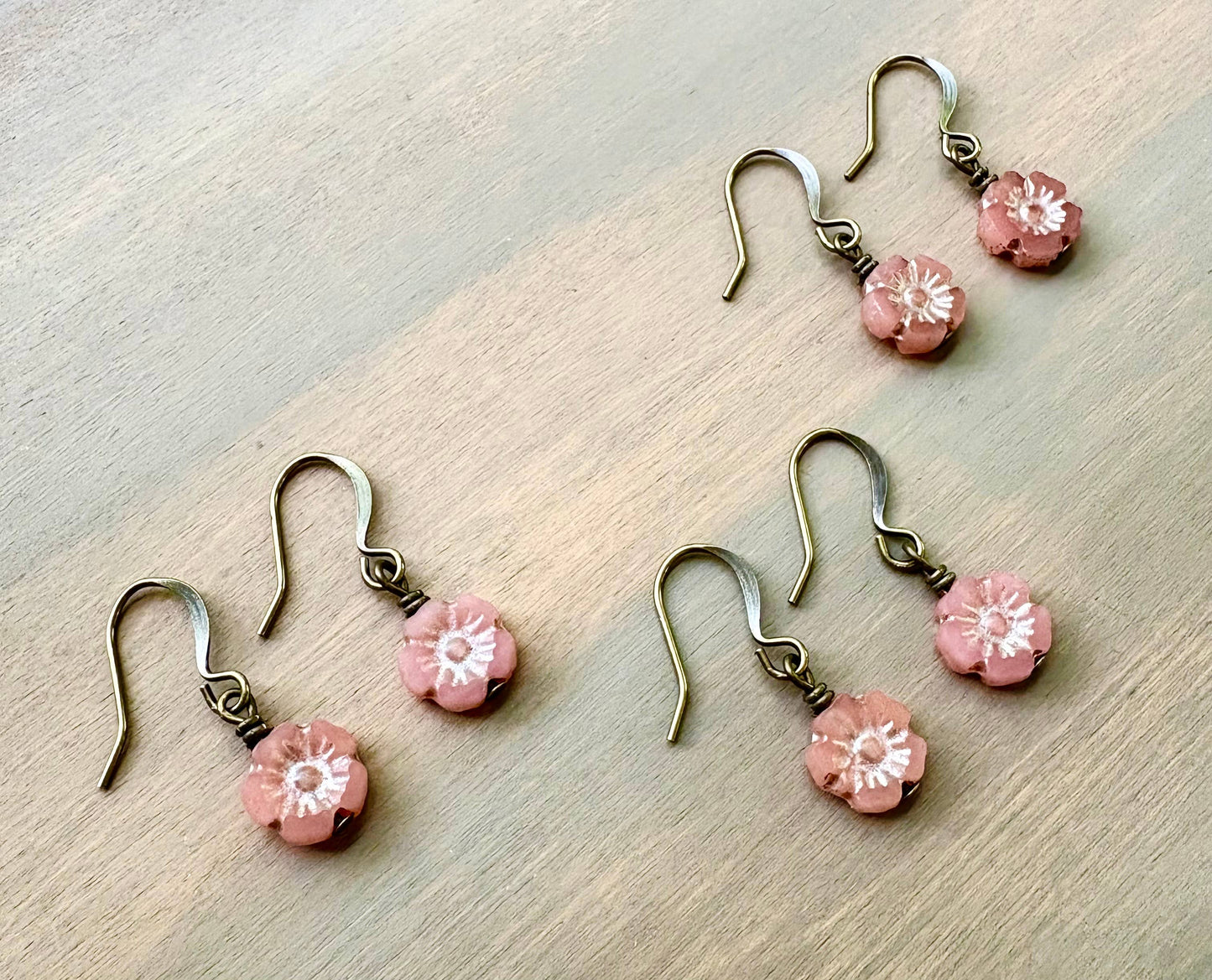 Antique Apricot Crystal Flower Earrings