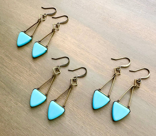 Signal Flag Glass Earrings, Aqua