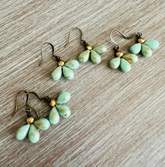 Triple Mint Drop Earrings Perfect For Summer Weddings