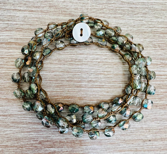 Sea Green And Grey Long Crystal Strand