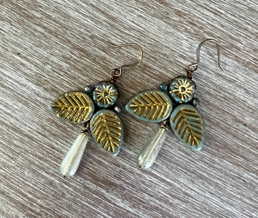 Palm Leaf Art Deco Statement Earrings