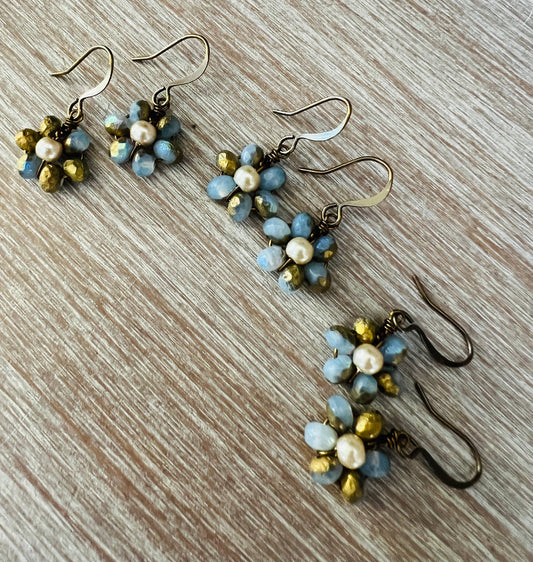 Beach Bloom Earrings In Golden Cornflower