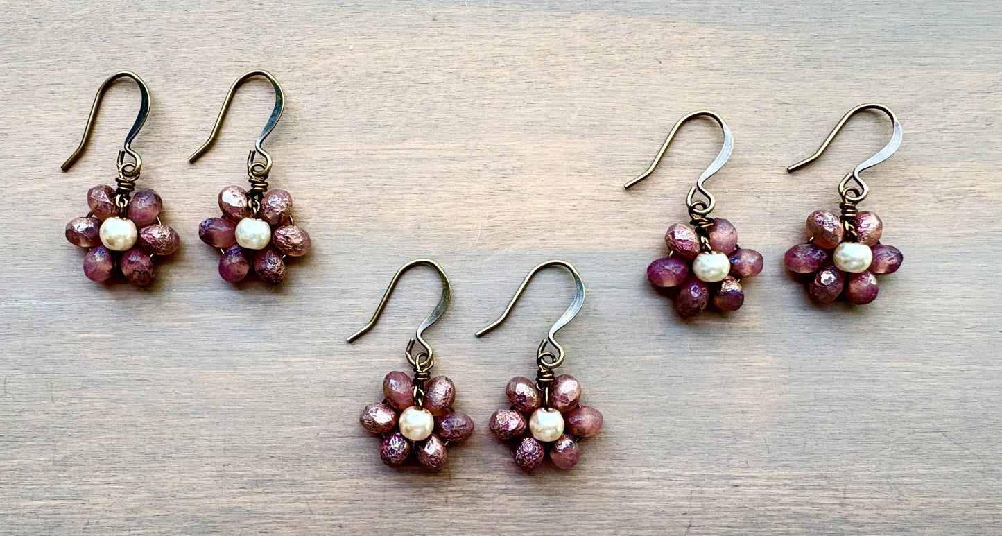 Beach Bloom Crystal Earrings In Sunset Pink