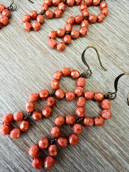 Island Coral Triple Loop Crystal Earrings